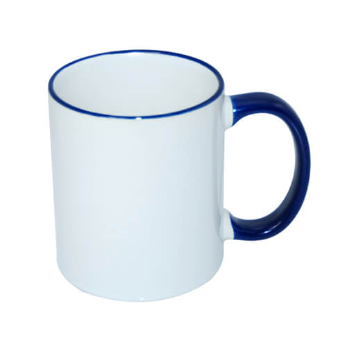 Mug blanc A+ 330 ml avec anse bleu marine Sublimation Transfert Thermique
