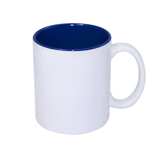 Mug blanc A+ 330 ml avec intérieur bleu marine Sublimation Transfert Thermique
