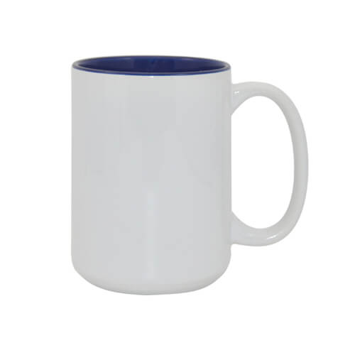 Mug blanc A+ 450 ml avec intérieur bleu marine Sublimation Transfert Thermique