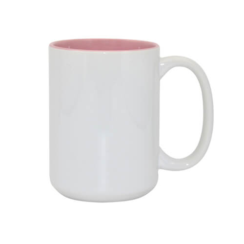 Mug blanc A+ 450 ml avec intérieur rose Sublimation Transfert Thermique