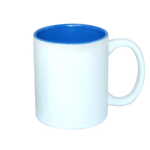 Mug blanc JS Coating 330 ml avec intérieur bleu azur Sublimation Transfert Thermique
