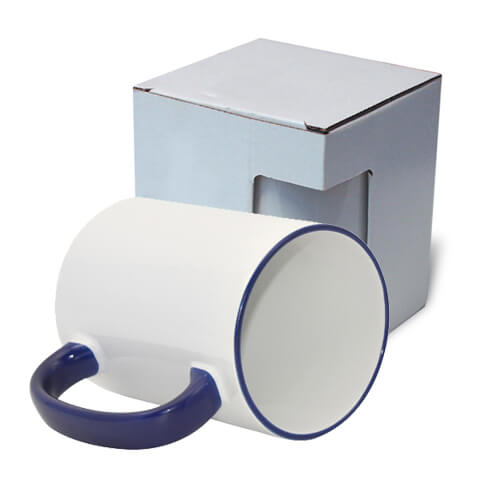 Mug blanc MAX A+ 450 ml avec anse bleu marine avec boîte KAR5 Sublimation Transfert Thermique