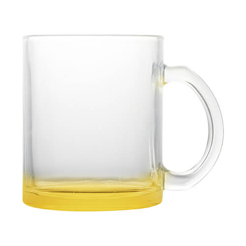 Mug en verre de 330 ml pour sublimation - avec un fond jaune