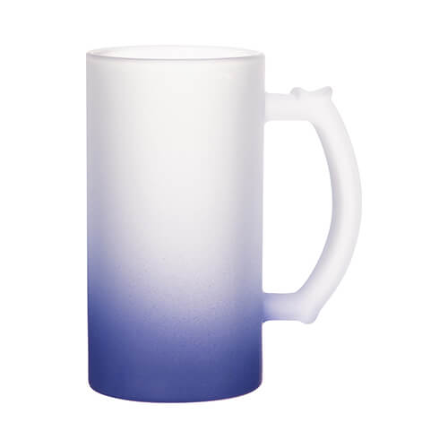 Mug en verre givré pour sublimation - bleu marine dégradé 470 ml