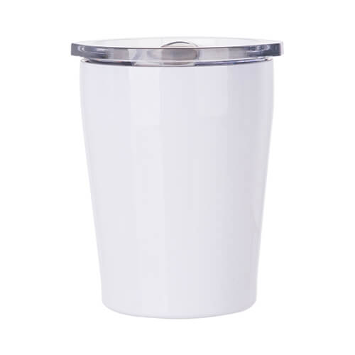 Mug métal 240 ml pour lait avec couvercle sublimation - blanc