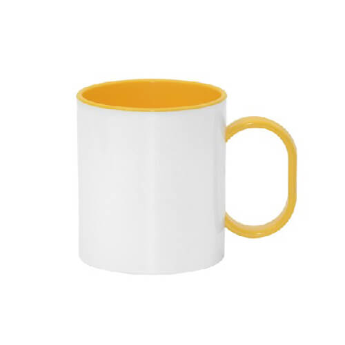 Mug plastique 330 ml FUNNY jaune Sublimation Transfert Thermique