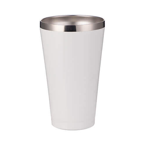 Mug /tumbler/ en acier inox 450 ml sans couvercle, sublimable - blanc