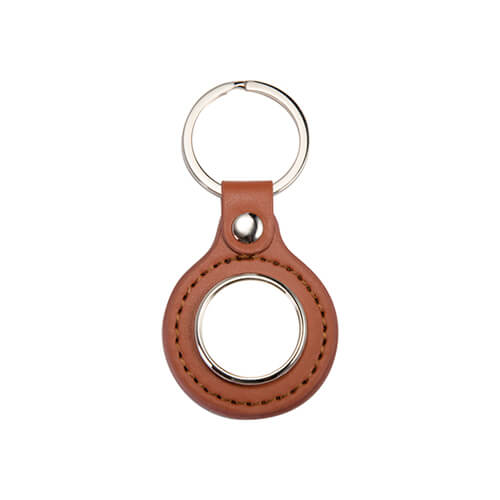 Porte-clés cuir métal pour sublimation - cercle - marron