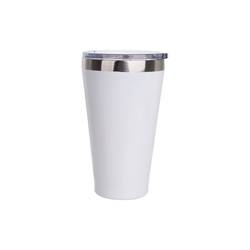 Ανοξείδωτη κούπα / ποτήρι/ 450 ml με καπάκι για εξάχνωση - λευκό
