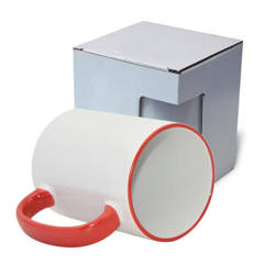 Κούπα MAX A+ 450 ml με κόκκινο χερούλι με κουτί από χαρτόνι KAR5 θερμική μεταφορά εξάχνωσης