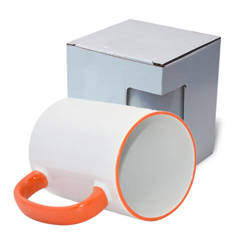 Κούπα MAX A+ 450 ml με πορτοκαλί λαβή με κουτί από χαρτόνι KAR5 θερμική μεταφορά εξάχνωσης