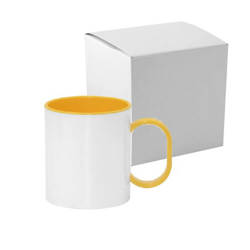 Πλαστική κούπα 330 ml FUNNY κίτρινη με κουτί από χαρτόνι Θερμική μεταφορά εξάχνωσης