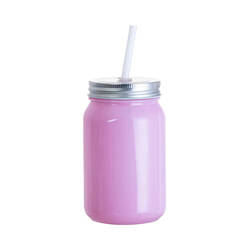 Mason Jar Full Color γυάλινη κούπα 450 ml χωρίς τρύπα για εξάχνωση - μωβ