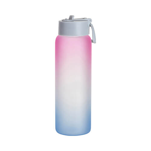 Αθλητικό μπουκάλι 950 ml από παγωμένο γυαλί για εξάχνωση - μπλε και ροζ