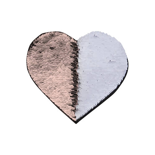 Παγιέτες δύο χρωμάτων για εξάχνωση και εφαρμογή σε κλωστοϋφαντουργικά προϊόντα - καρδιά σαμπάνιας 22 x 19,5 cm