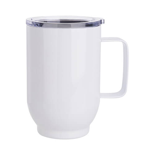 Ψηλή, μεταλλική κούπα καφέ 500 ml για εξάχνωση - λευκό