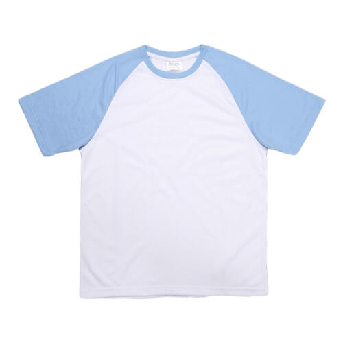 JSubli Ένδυση T-shirt λευκό με μπλε μανίκια εξάχνωση Θερμική μεταφορά