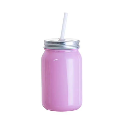 Mason Jar Full Color γυάλινη κούπα 450 ml χωρίς τρύπα για εξάχνωση - μωβ