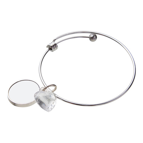 Armband met bol, kristallen hart en ronde hanger voor sublimatie