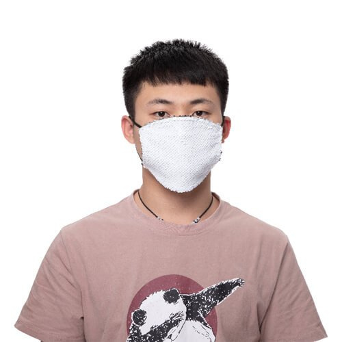 Grand masque facial avec poche filtrante et paillettes pour sublimation