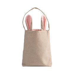 Linen bag 29 x 34 cm for sublimation - pink handles