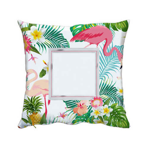 Tweekleurig satijnen kussensloop 38 x 38 cm voor sublimatie - Flamingo