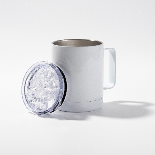 300 ml kaffemugg för sublimering - vit, lock med konstgjord is