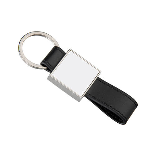 Leather and metal pendant for sublimation - square - black