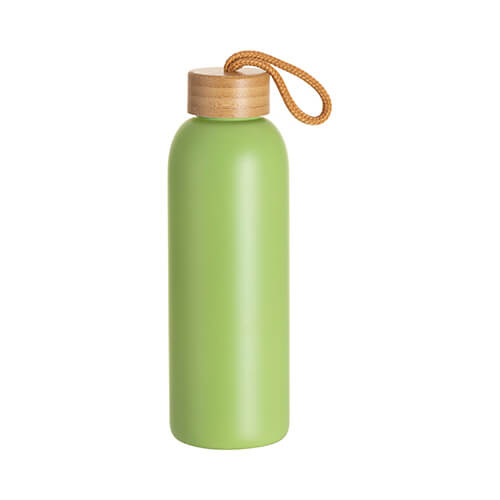 Matēta stikla pudele 750ml ar bambusa vāciņu sublimācijai - zaļa