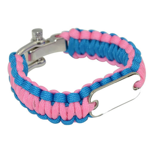Sininen ja vaaleanpunainen paracord rannekoru Sublimaatio lämpösiirto