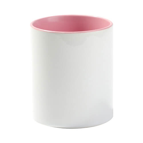 Ceramic pen container with pink interior for sublimation printing