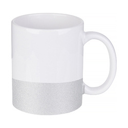 Mok 330 ml met glitterstreep voor sublimatie - zilver