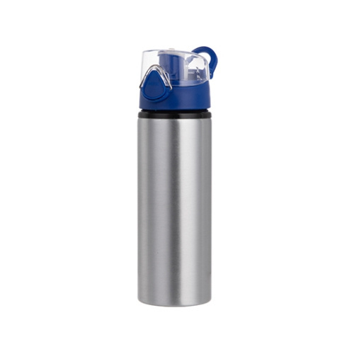 Metalen fles 750 ml voor sublimatie zilver met blauwe sluiting