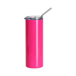 600 ml mug with straw for sublimation - pink neon