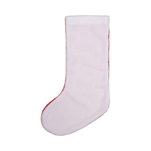 Calcetín de felpa sublimación navideña - blanco y rojo