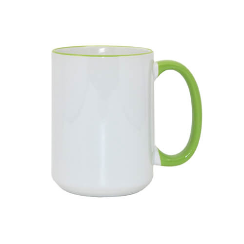 Mugg MAX A + 450 ml med ett ljusgrönt handtag Sublimation Thermal Transfer