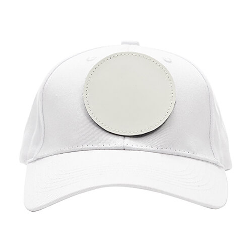Gorra de béisbol de algodón con parche redondo de velcro para sublimación - blanca