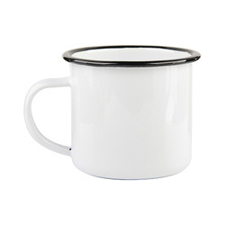 Taza esmaltada de 340 ml con borde negro para impresión por termotransferencia