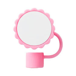 Silicone straw cap Ø 1 cm for sublimation - pink flower