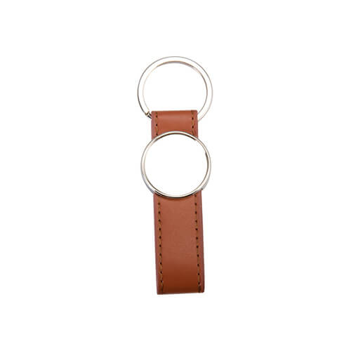 Porte-clés cuir métal pour sublimation - circle - marron