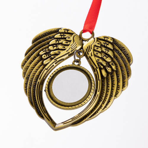 Metalen kerstboomlabel voor sublimatie - gouden vleugels