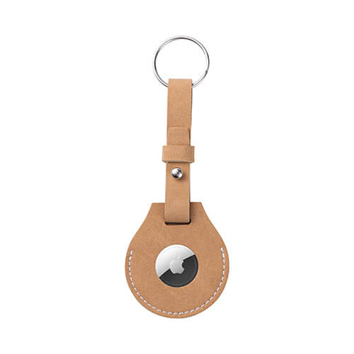 Leather key ring with belt / AirTag case for sublimation - Brown