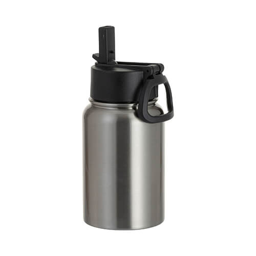 500 ml waterfles met brede mond en inklapbaar handvat voor sublimatie - zilver