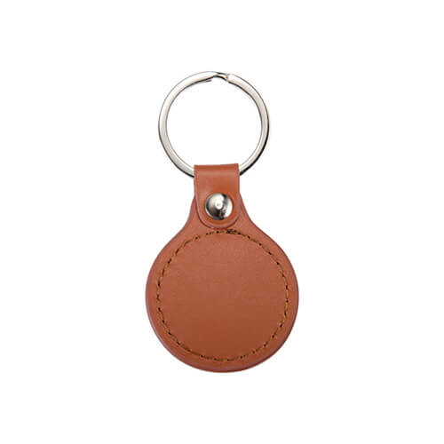 Porte-clés cuir métal pour sublimation - cercle - marron