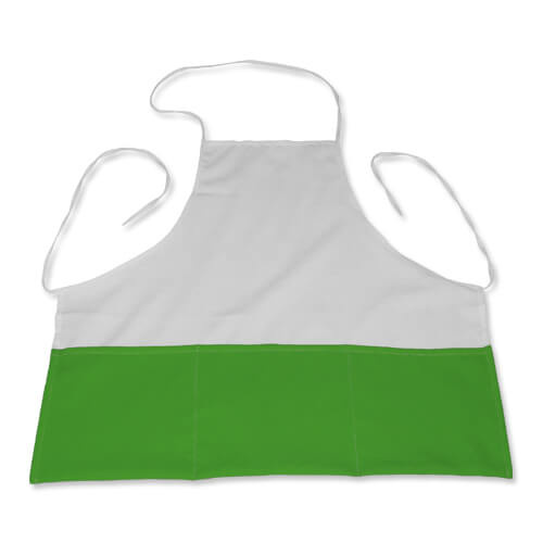 Tablier de cuisine blanc avec poches vert foncé Sublimation Transfert Thermique