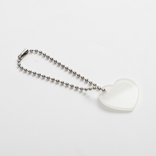 Acrylic mug tag for sublimation - heart on ball chain