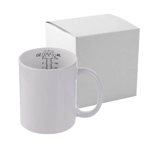 Mug de 330 ml avec une tasse à mesurer interne pour la sublimation avec une boite en carton - un chien