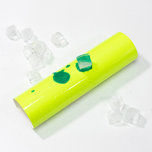 A sheet of self-adhesive foil that turns from yellow to green