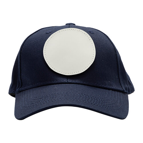 Casquette de baseball en coton avec patch velcro rond pour sublimation - bleu marine