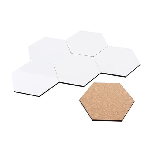 Onderzetter van MDF en kurk voor sublimatie - hexagon